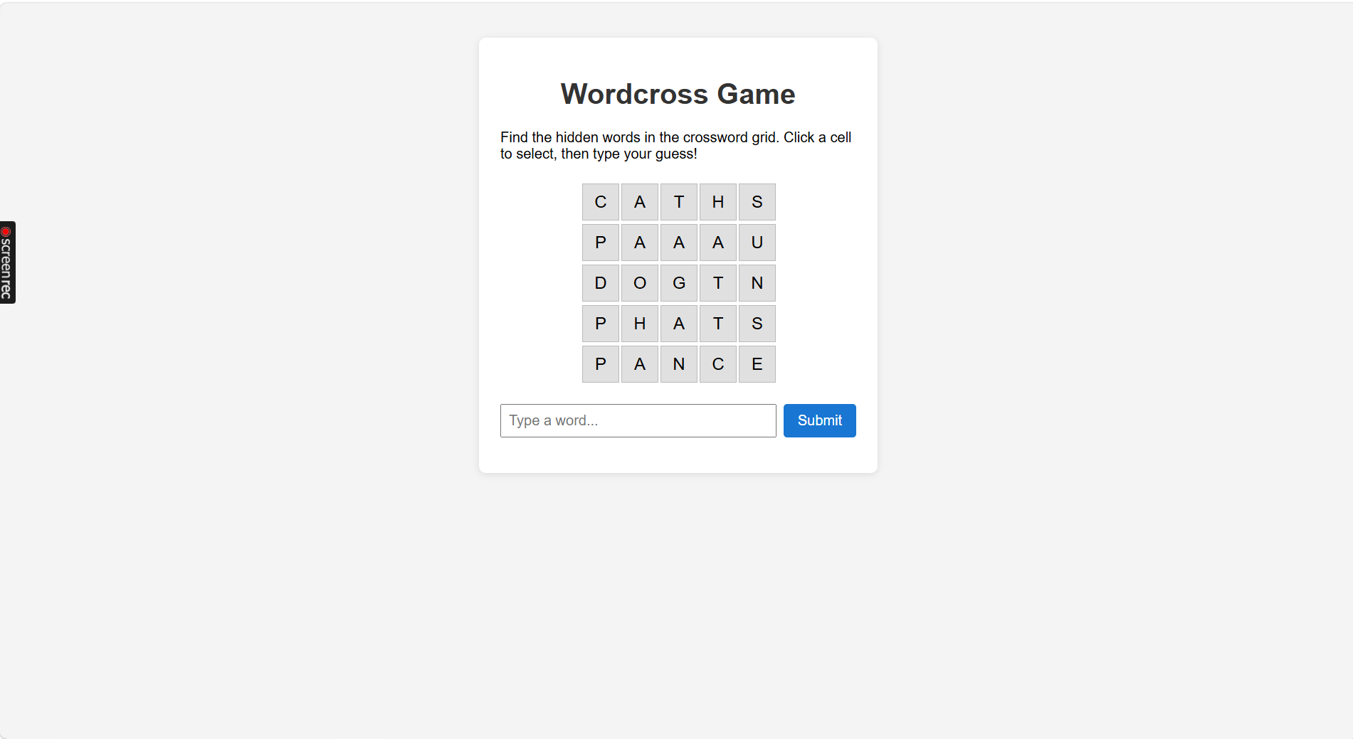 WordCross Game